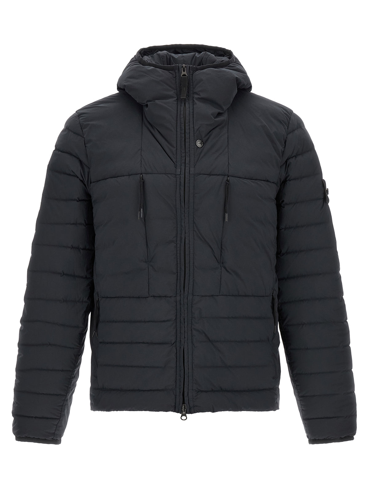 Stone Island Blaue Polyamid-Jacke in voller Länge