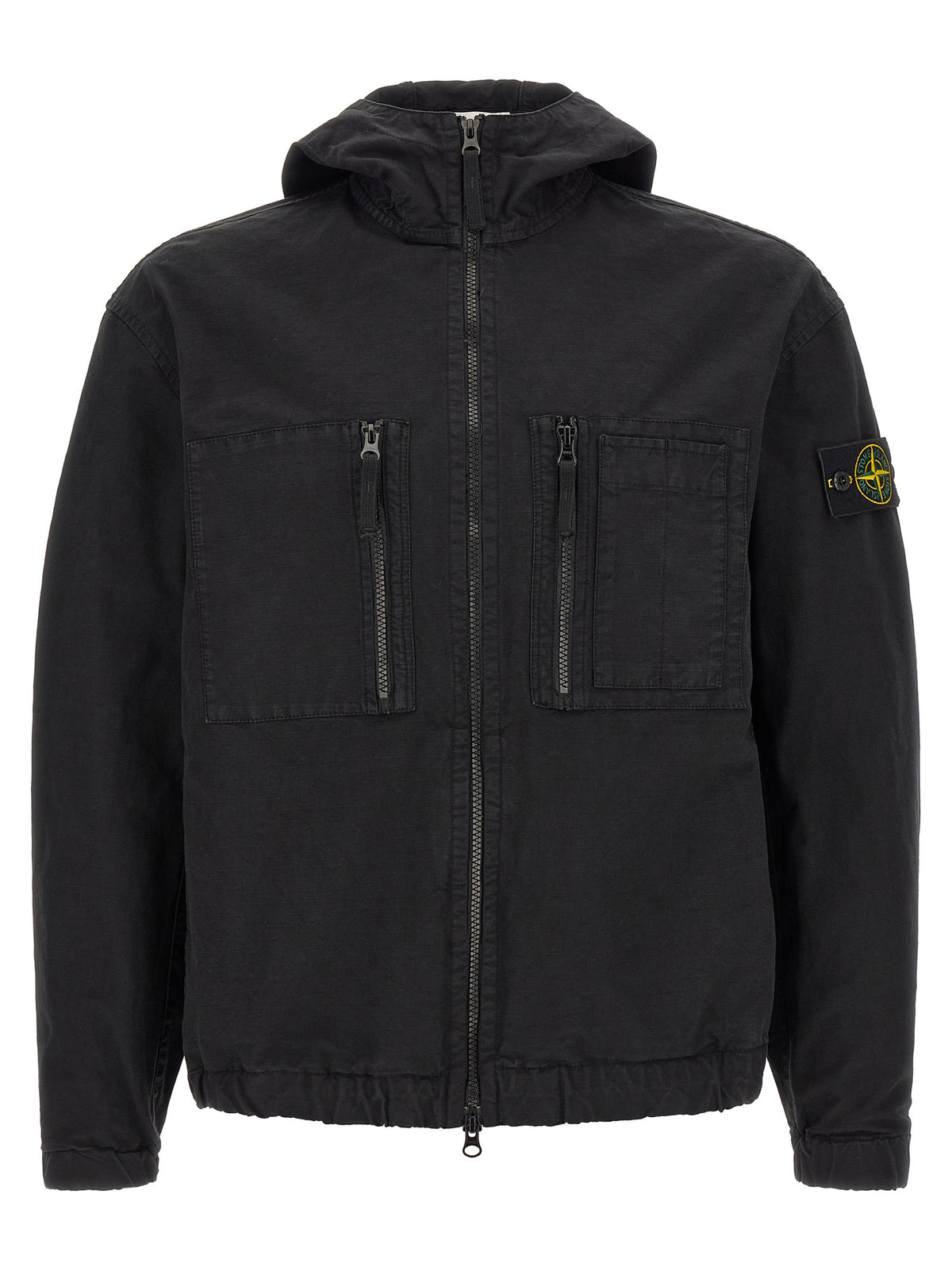 Stone Island Schwarze Baumwoll-Shell-Jacke