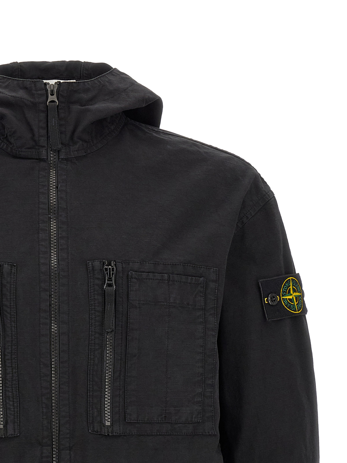 Stone Island Schwarze Baumwoll-Shell-Jacke