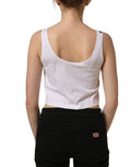 Dolce & Gabbana Weißes ärmelloses Cropped Tanktop aus Baumwolle