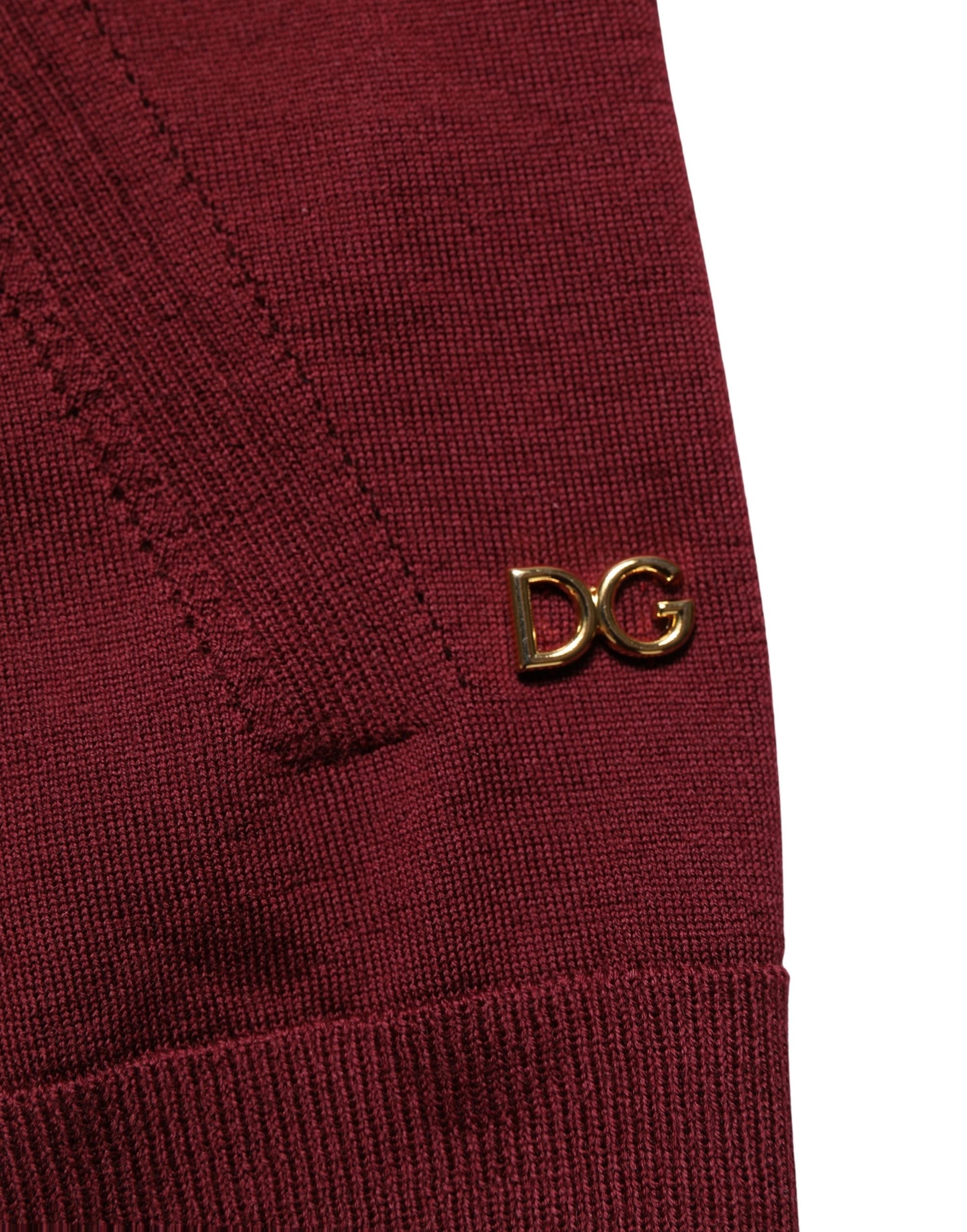 Dolce & Gabbana Pullover-Pullover aus burgunderroter Wolle mit Rundhalsausschnitt