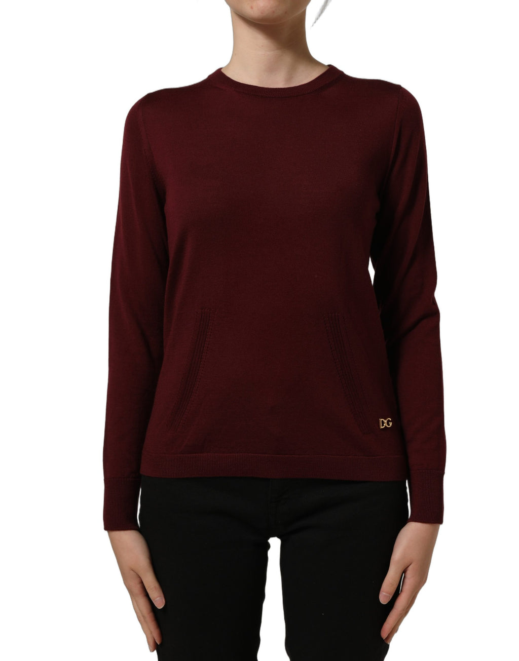Dolce & Gabbana Pullover-Pullover aus burgunderroter Wolle mit Rundhalsausschnitt