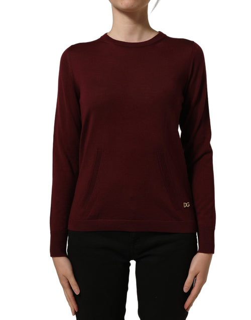 Dolce & Gabbana Pullover-Pullover aus burgunderroter Wolle mit Rundhalsausschnitt