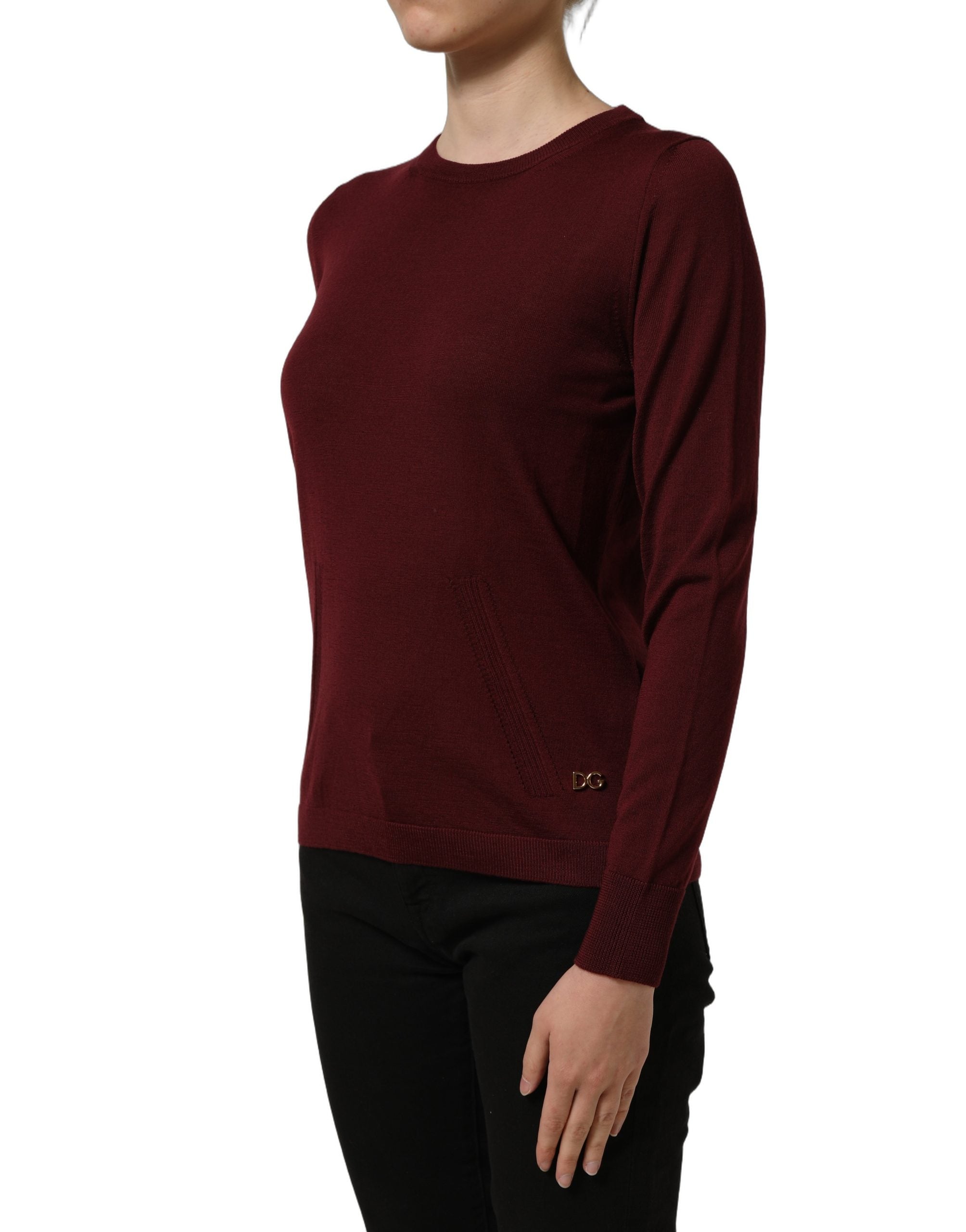 Dolce & Gabbana Pullover-Pullover aus burgunderroter Wolle mit Rundhalsausschnitt