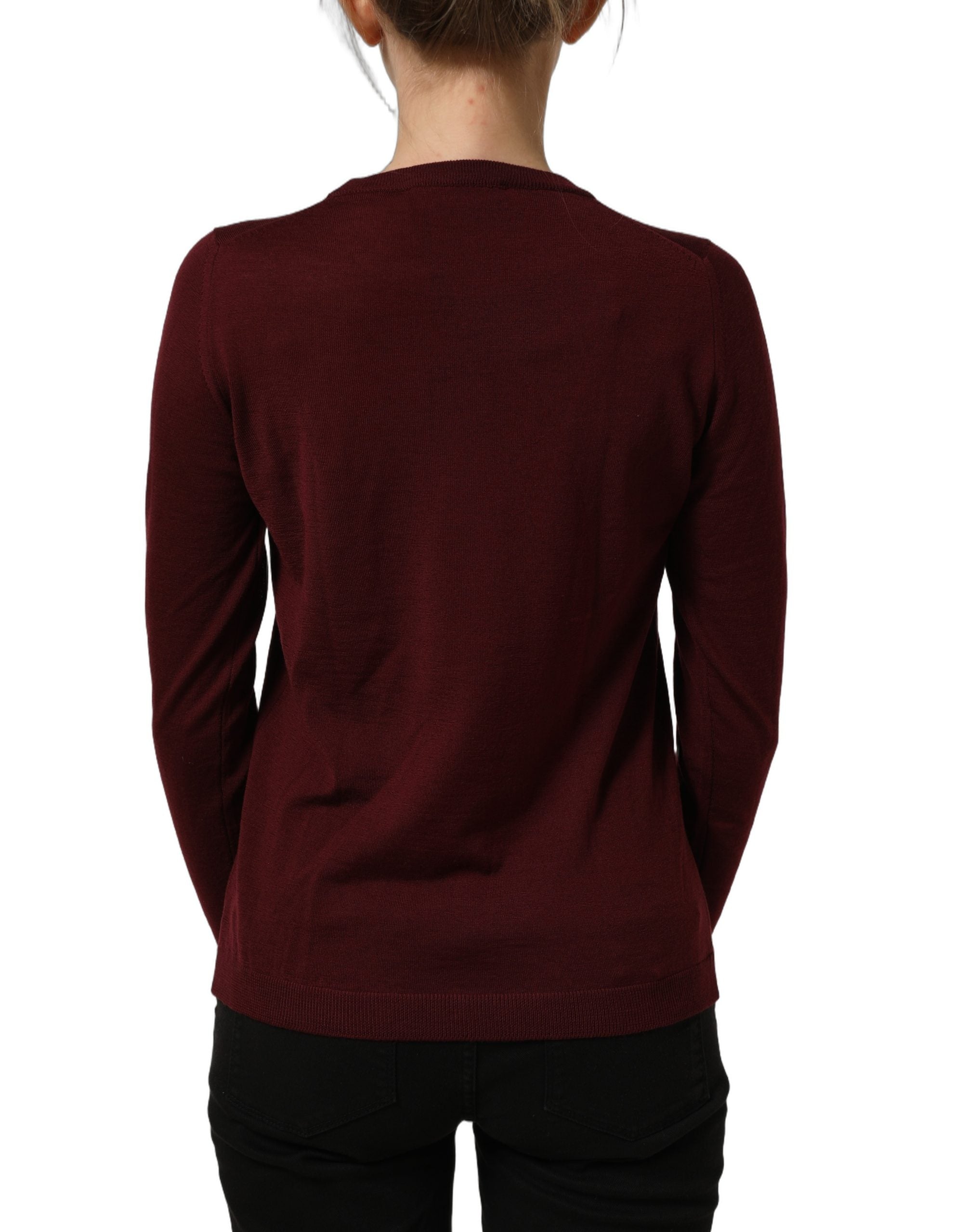Dolce & Gabbana Pullover-Pullover aus burgunderroter Wolle mit Rundhalsausschnitt