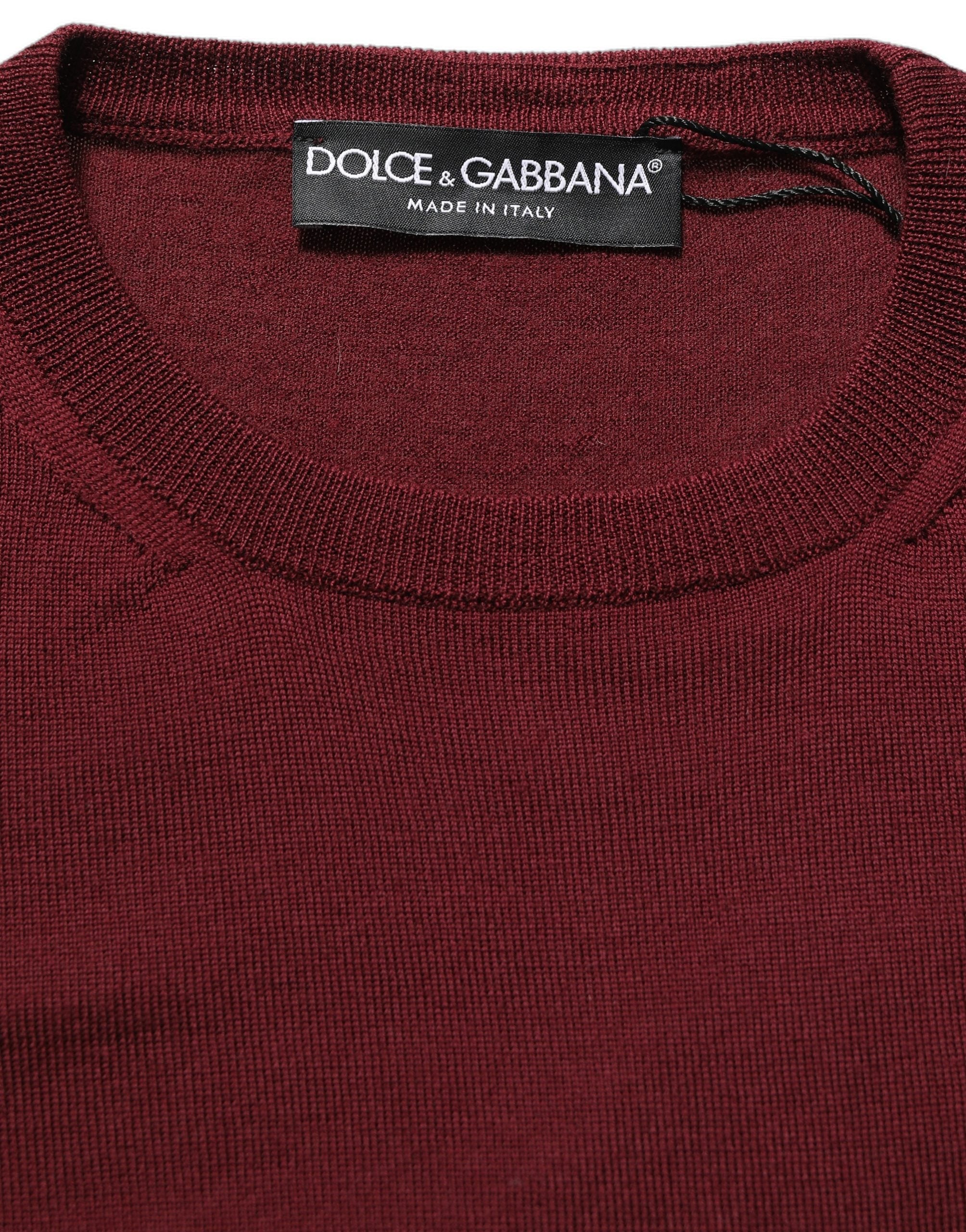 Dolce & Gabbana Pullover-Pullover aus burgunderroter Wolle mit Rundhalsausschnitt