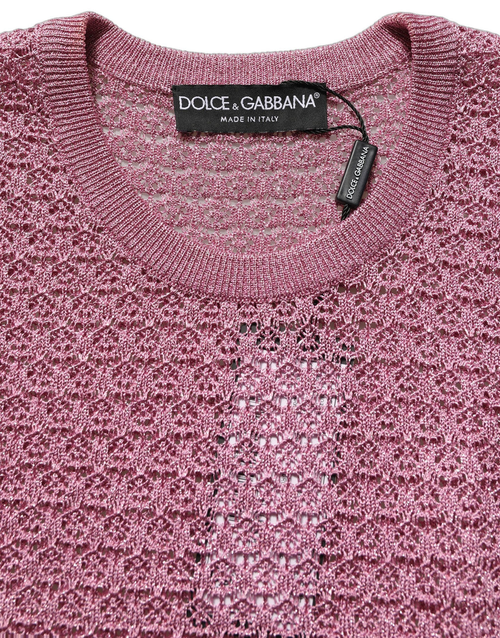 Dolce & Gabbana Pinkes transparentes Netz-Rundhals-Trägertop
