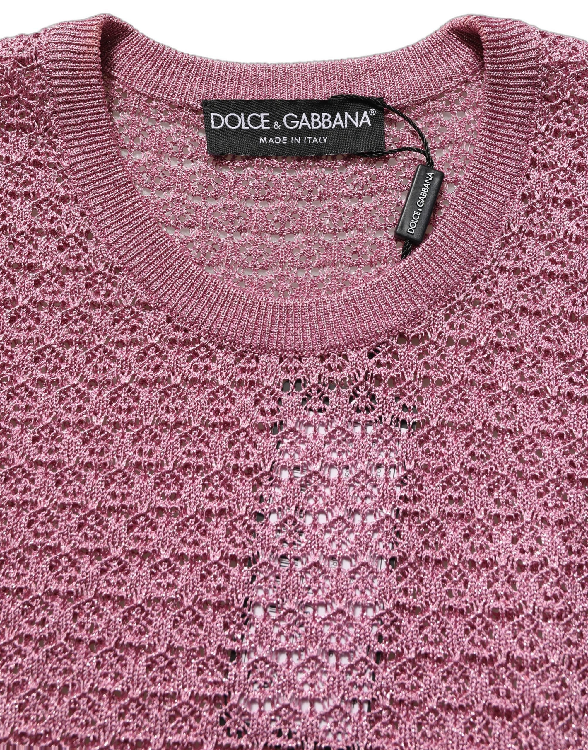 Dolce & Gabbana Pinkes transparentes Netz-Rundhals-Trägertop