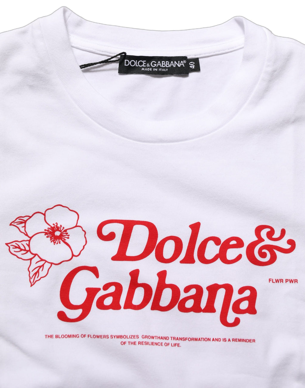 Dolce & Gabbana Weißes T-Shirt mit Blumen-Logo-Print und Rundhalsausschnitt