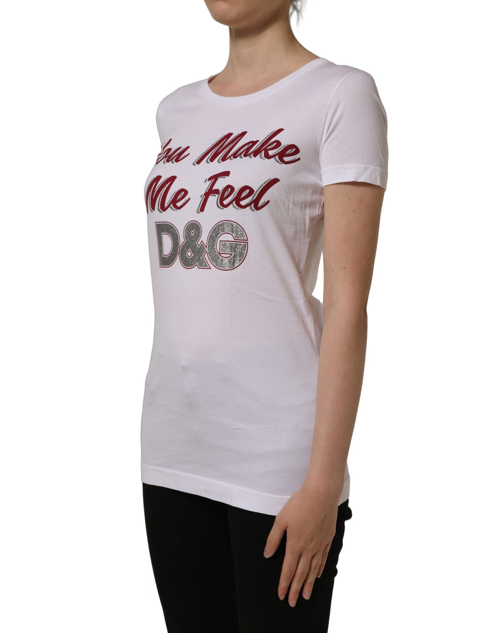 Dolce & Gabbana Weißes Baumwoll-T-Shirt mit Grafikdruck und Rundhalsausschnitt