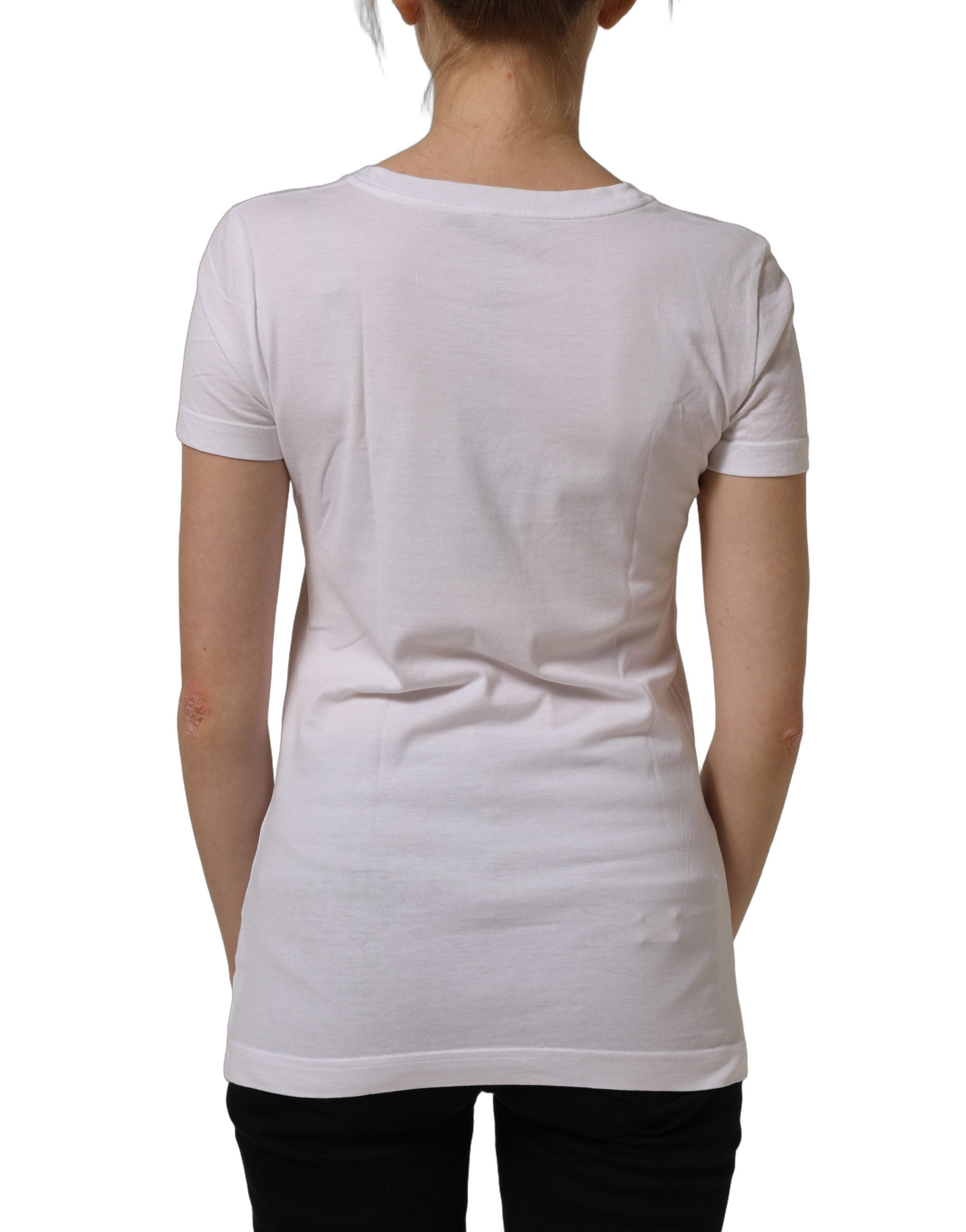Dolce & Gabbana Weißes Baumwoll-T-Shirt mit Grafikdruck und Rundhalsausschnitt