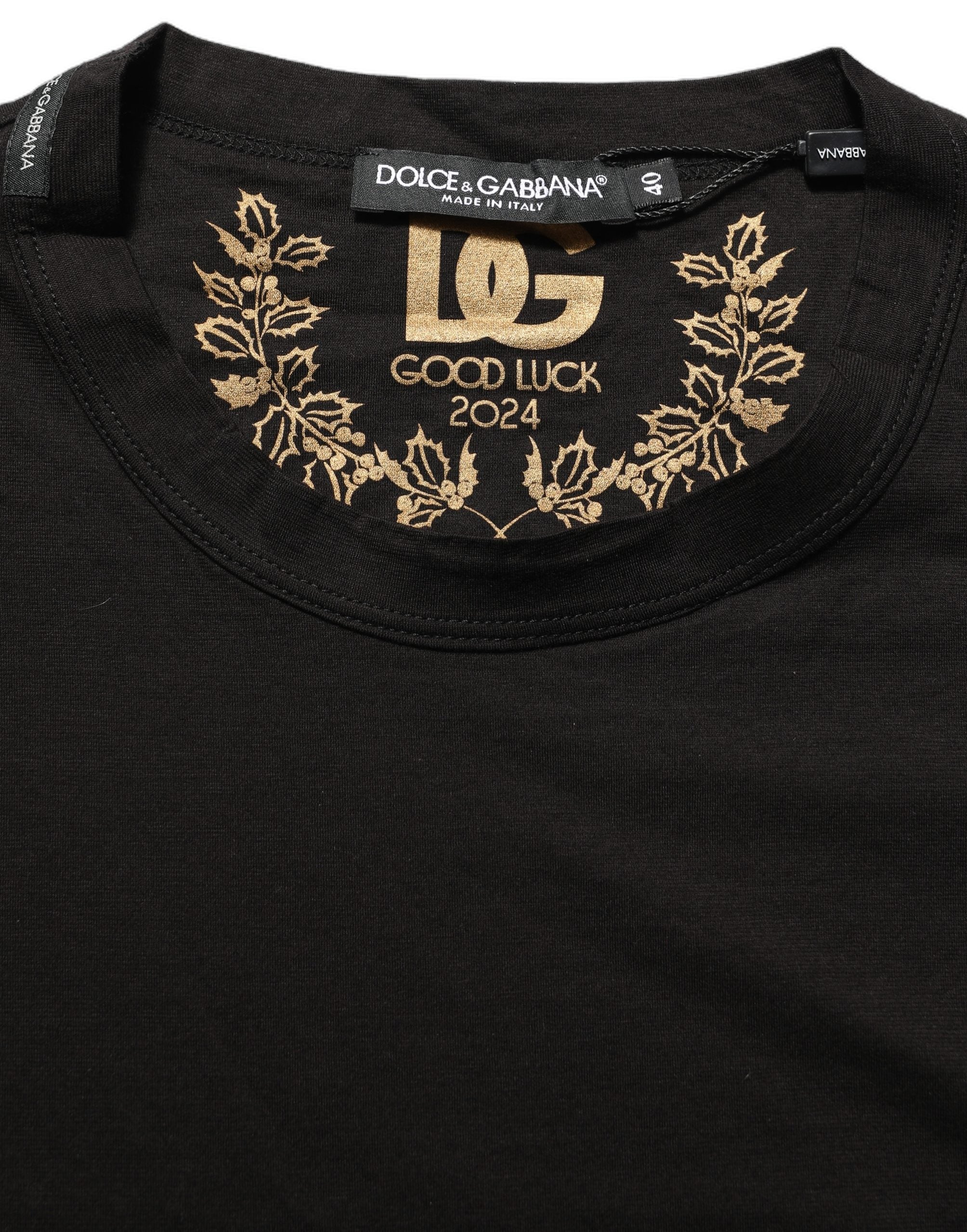 Dolce & Gabbana Schwarzes Baumwoll-T-Shirt mit Rundhalsausschnitt und kurzen Ärmeln