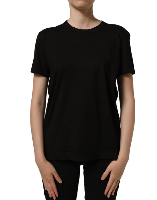 Dolce & Gabbana Schwarzes Baumwoll-T-Shirt mit Rundhalsausschnitt und kurzen Ärmeln