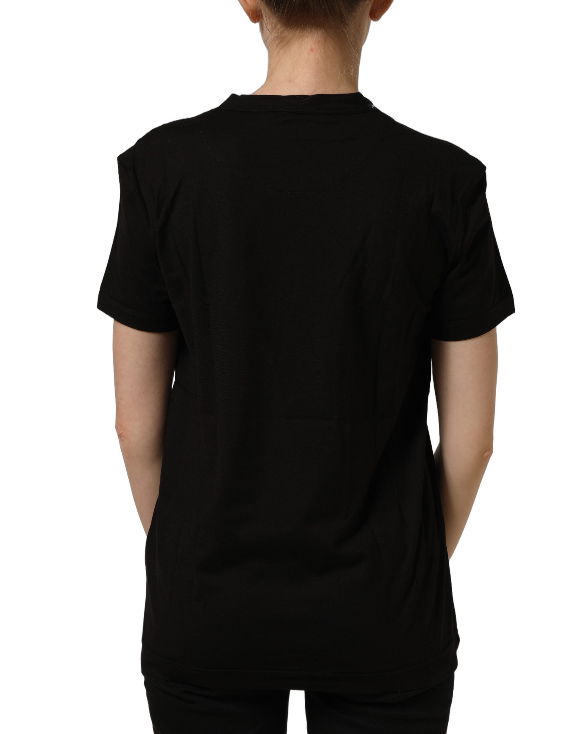 Dolce & Gabbana Schwarzes Baumwoll-T-Shirt mit Rundhalsausschnitt und kurzen Ärmeln