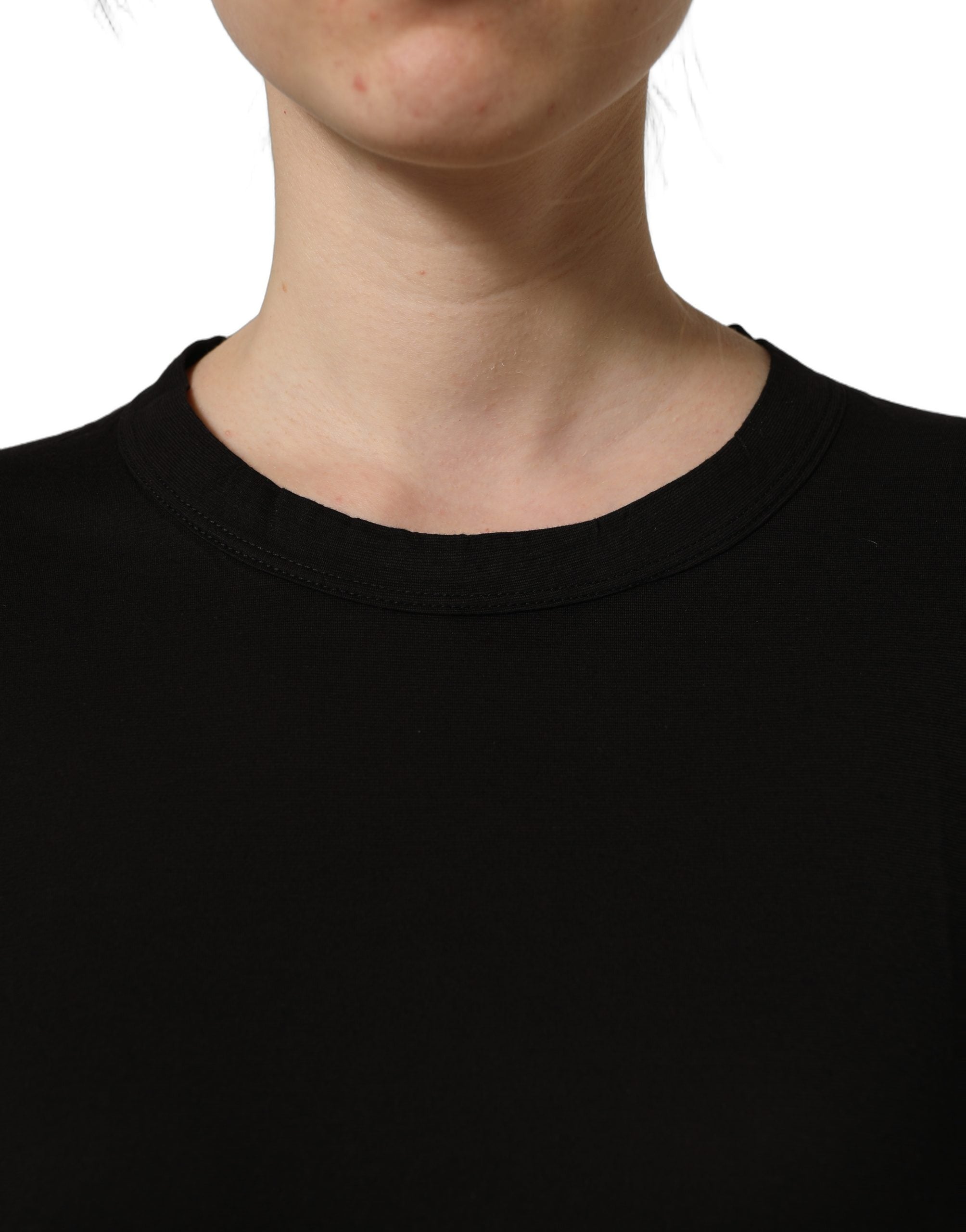 Dolce & Gabbana Schwarzes Baumwoll-T-Shirt mit Rundhalsausschnitt und kurzen Ärmeln