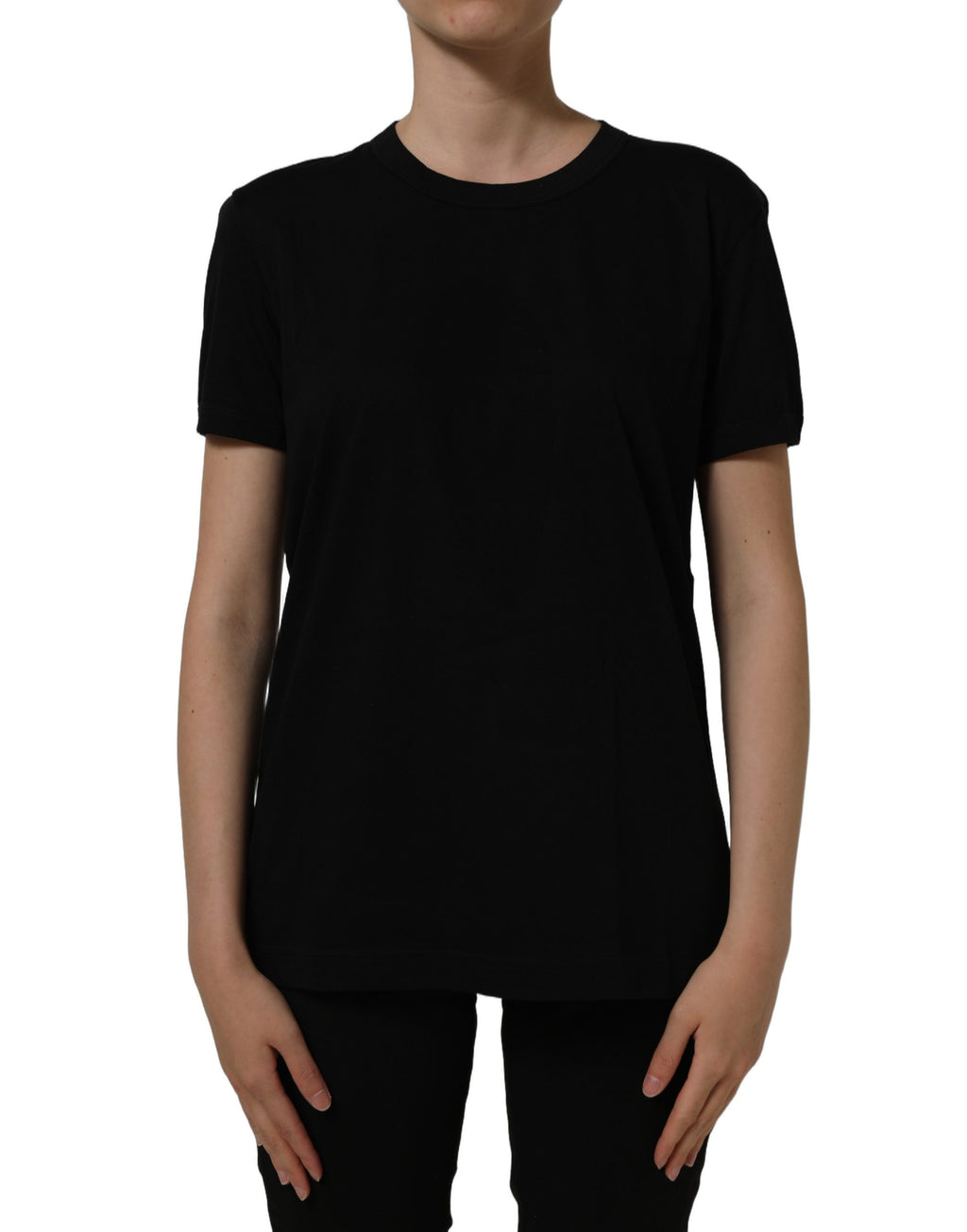 Dolce & Gabbana Schwarzes Baumwoll-T-Shirt mit Rundhalsausschnitt und kurzen Ärmeln
