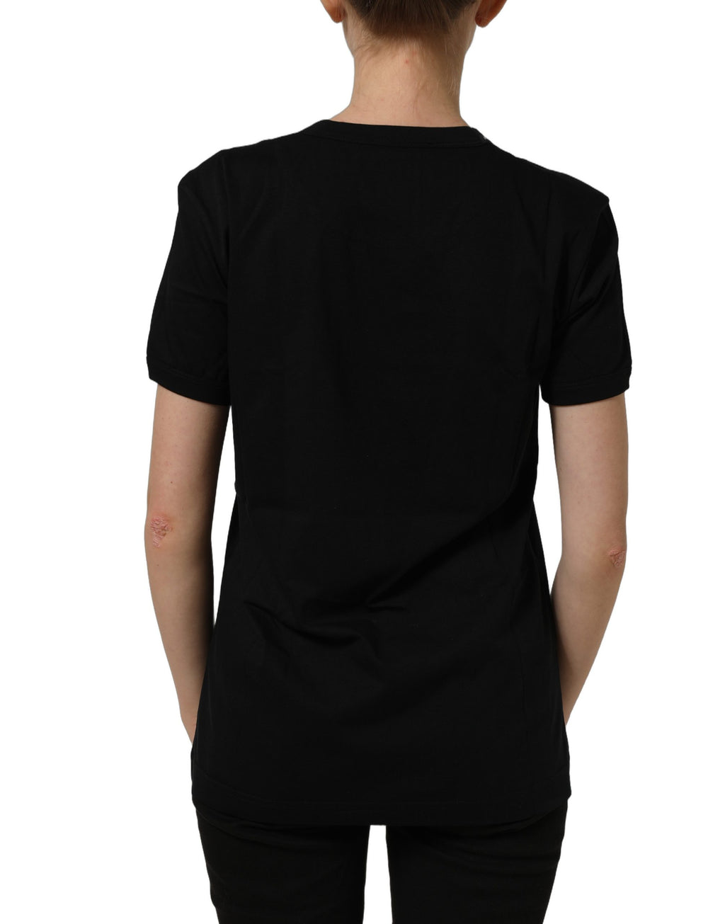 Dolce & Gabbana Schwarzes Baumwoll-T-Shirt mit Rundhalsausschnitt und kurzen Ärmeln