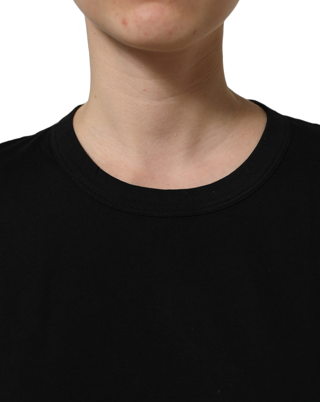 Dolce & Gabbana Schwarzes Baumwoll-T-Shirt mit Rundhalsausschnitt und kurzen Ärmeln