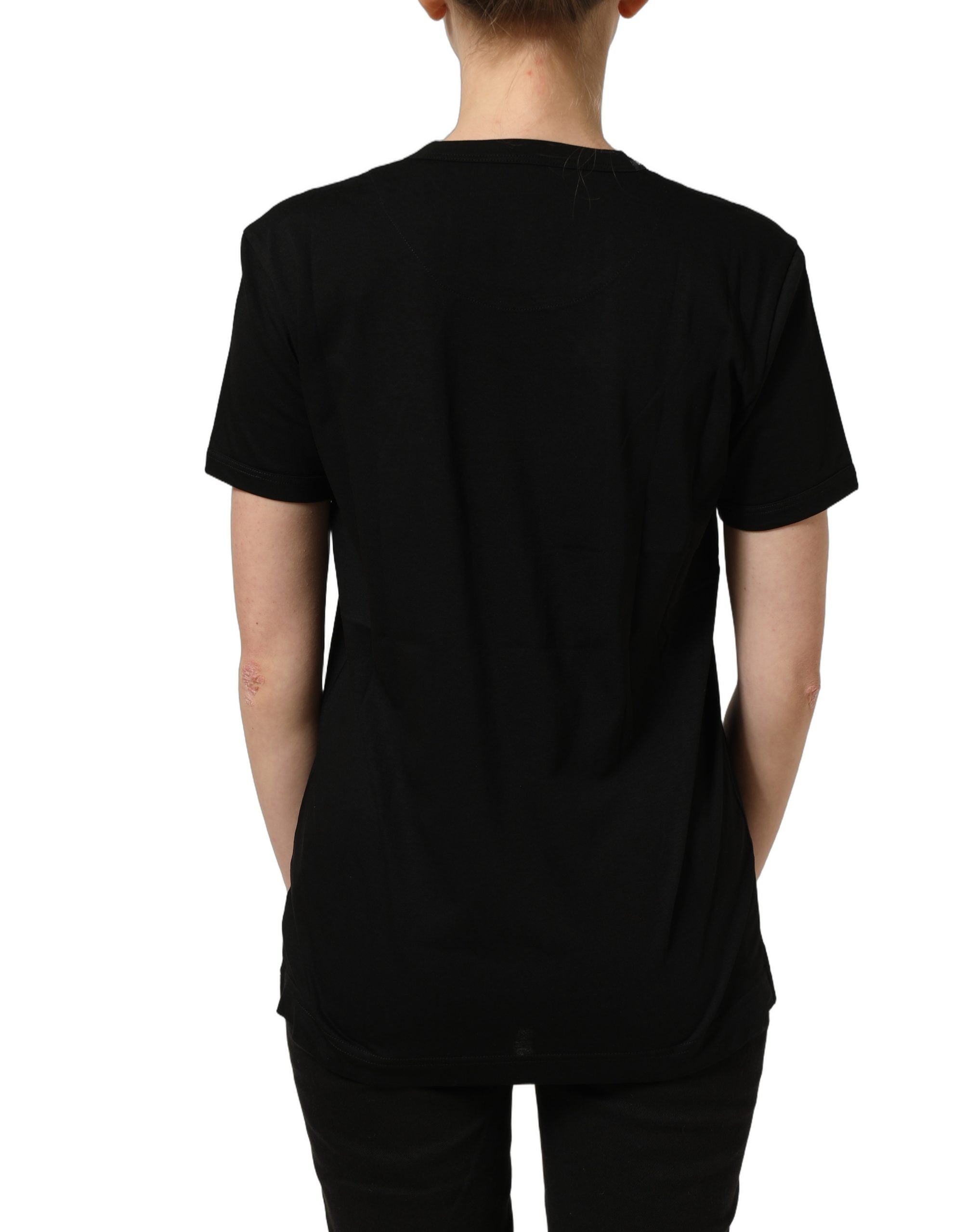 Dolce & Gabbana Schwarzes Baumwoll-T-Shirt mit Rundhalsausschnitt und kurzen Ärmeln