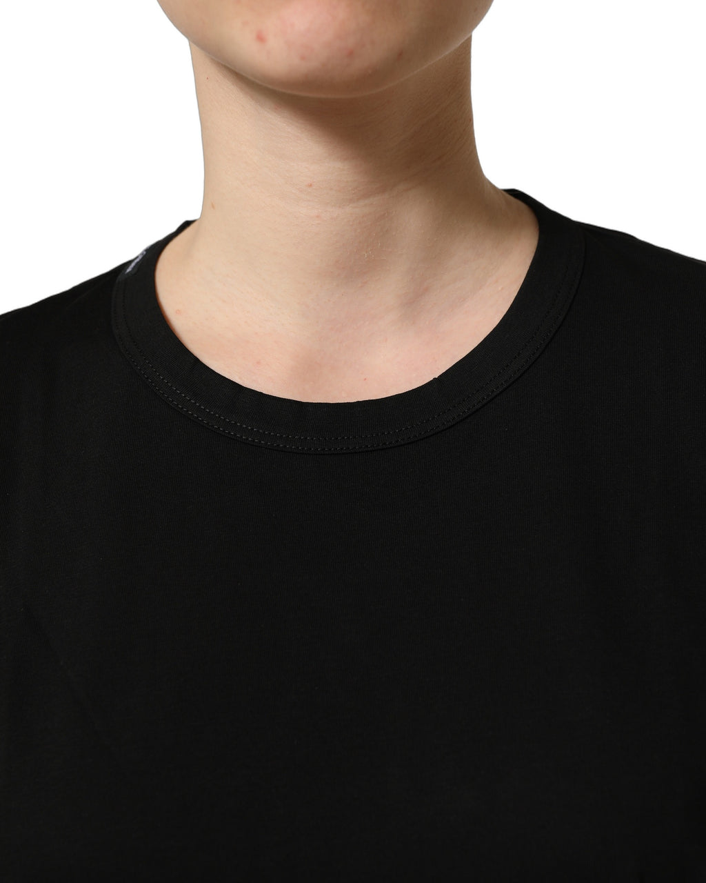 Dolce & Gabbana Schwarzes Baumwoll-T-Shirt mit Rundhalsausschnitt und kurzen Ärmeln