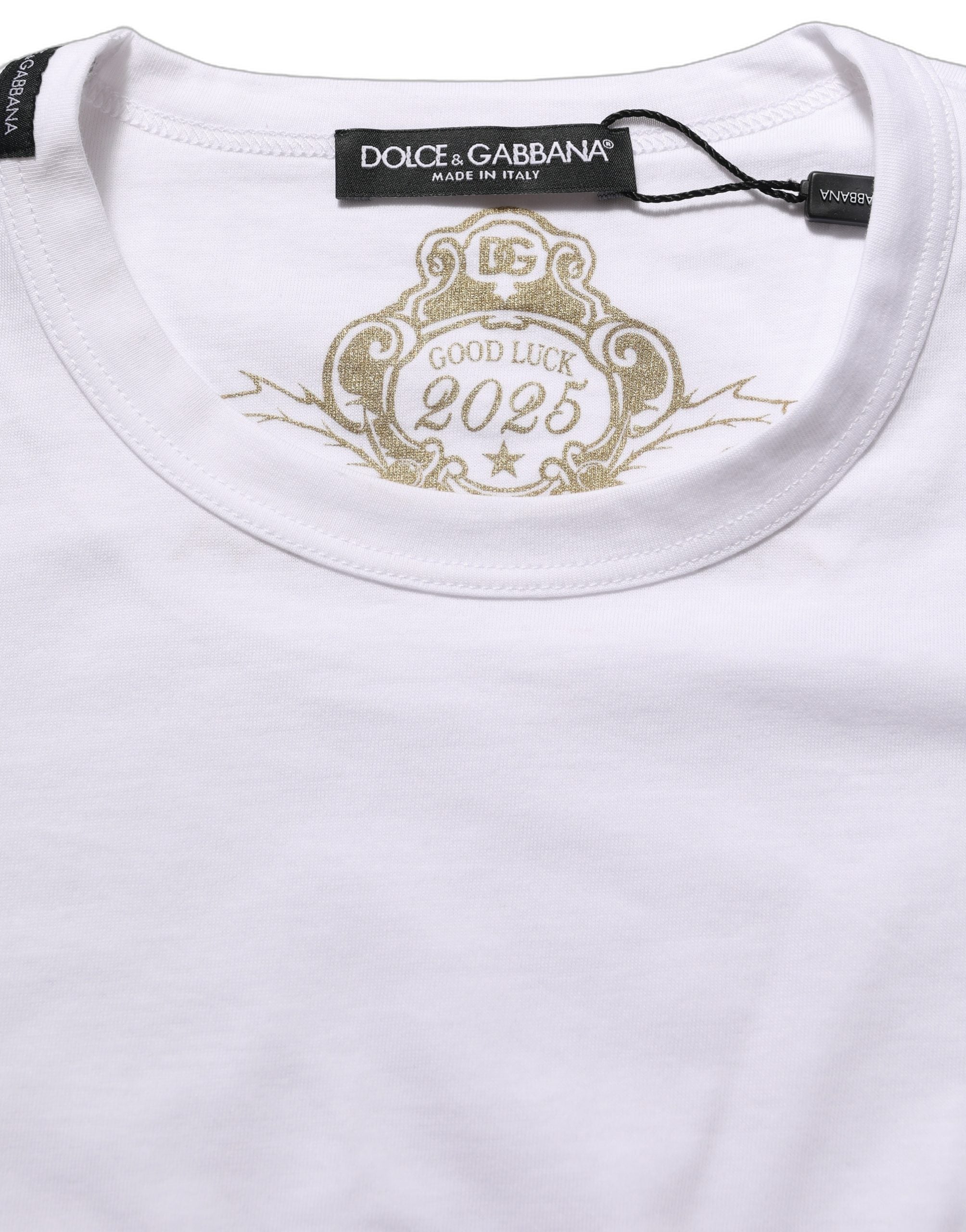 Dolce & Gabbana Weißes Baumwoll-T-Shirt mit Rundhalsausschnitt und kurzen Ärmeln