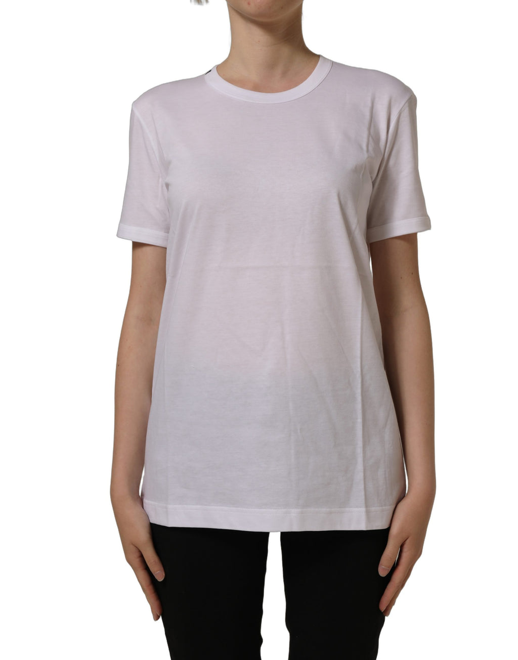 Dolce & Gabbana Weißes Baumwoll-T-Shirt mit Rundhalsausschnitt und kurzen Ärmeln