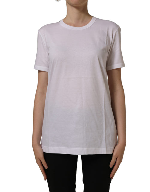 Dolce & Gabbana Weißes Baumwoll-T-Shirt mit Rundhalsausschnitt und kurzen Ärmeln