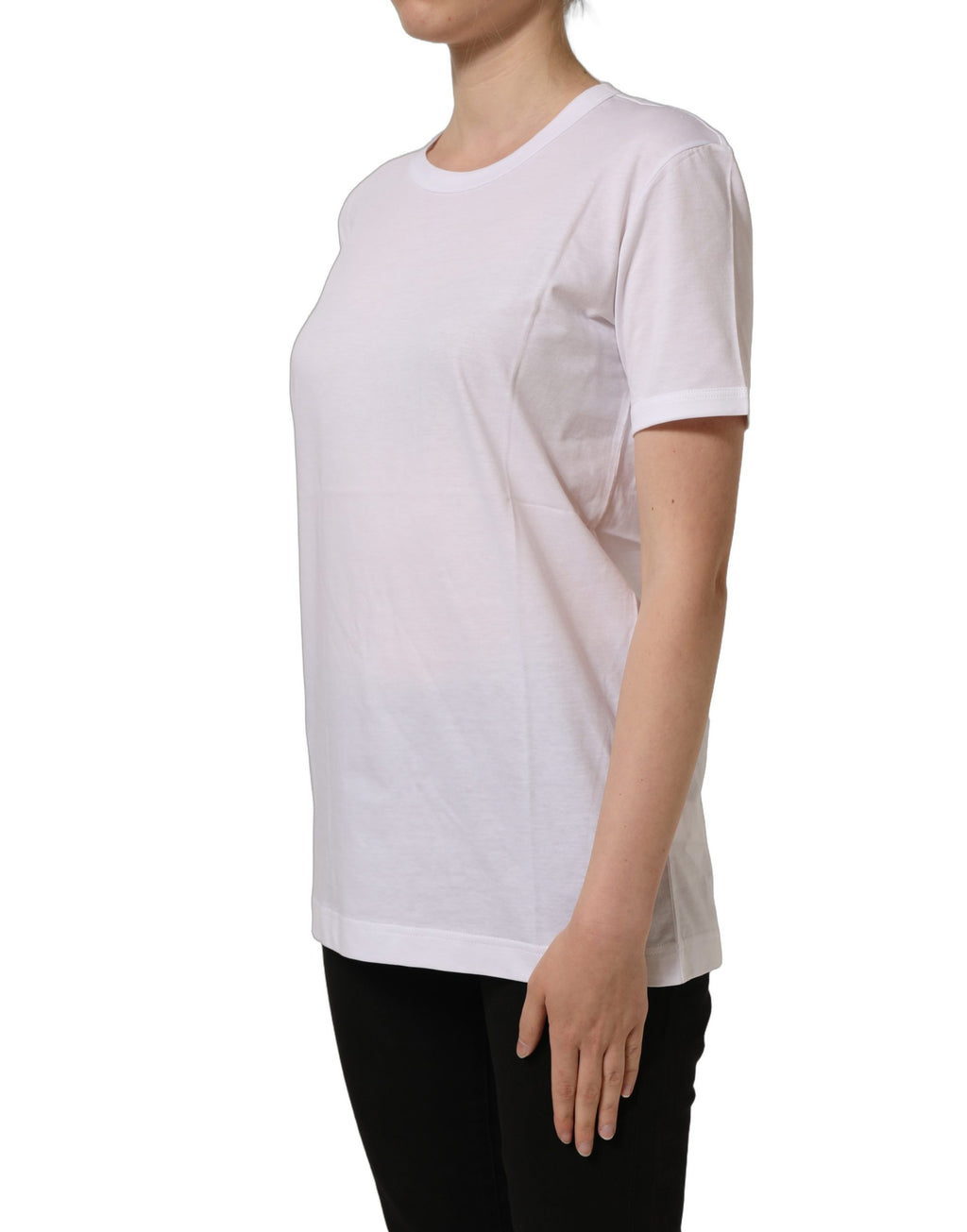 Dolce & Gabbana Weißes Baumwoll-T-Shirt mit Rundhalsausschnitt und kurzen Ärmeln