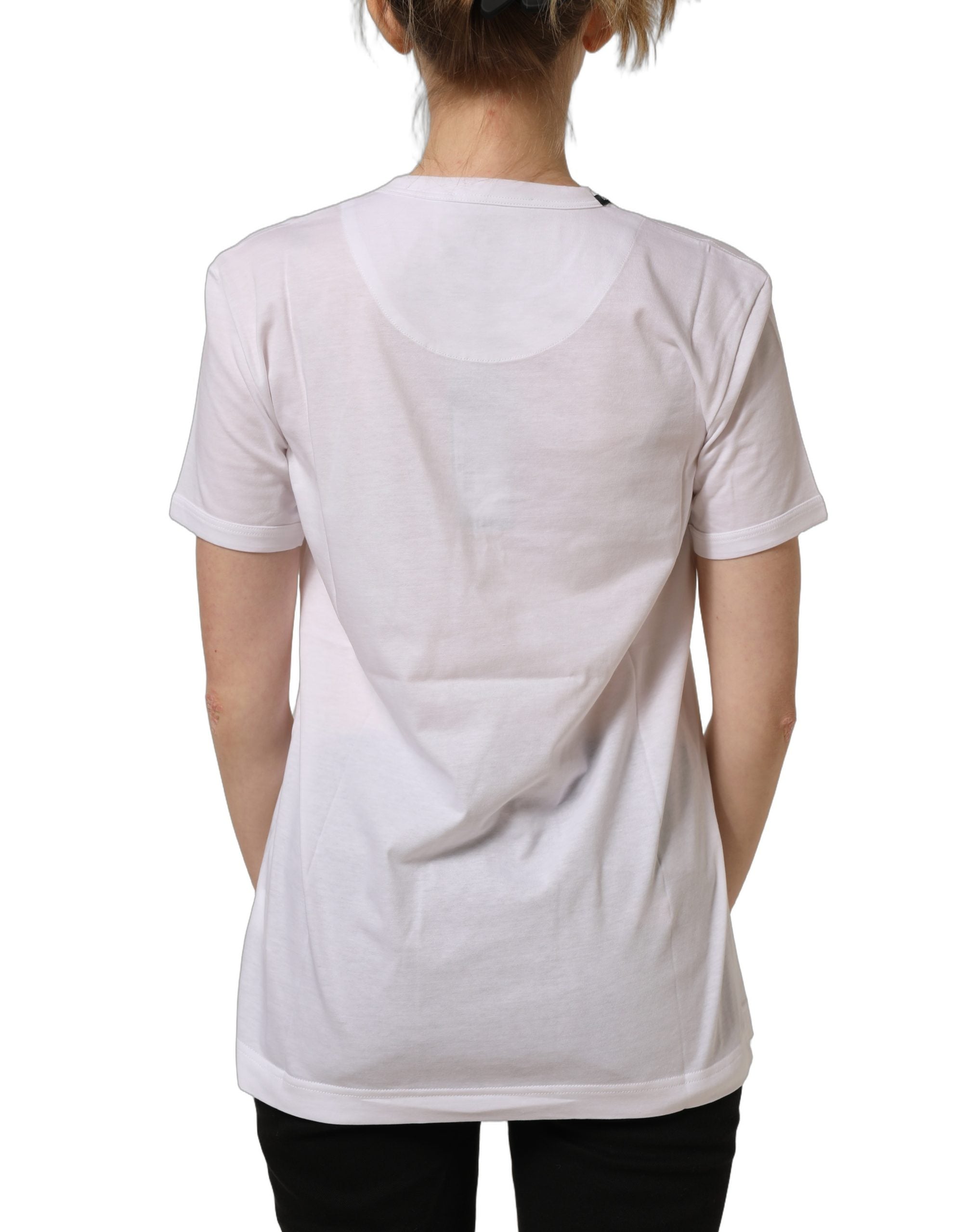 Dolce & Gabbana Weißes Baumwoll-T-Shirt mit Rundhalsausschnitt und kurzen Ärmeln