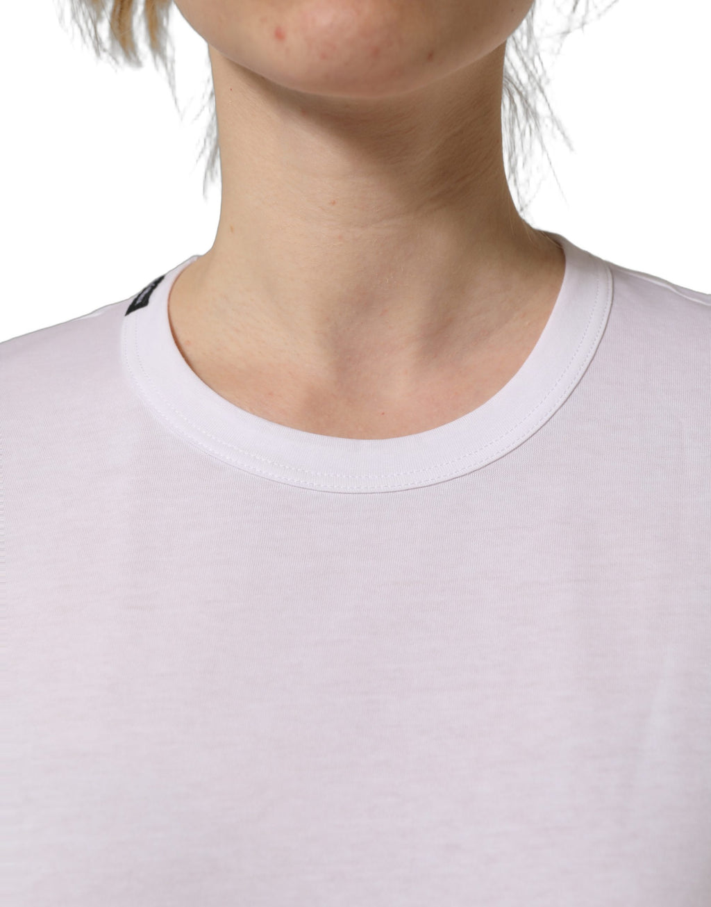 Dolce & Gabbana Weißes Baumwoll-T-Shirt mit Rundhalsausschnitt und kurzen Ärmeln