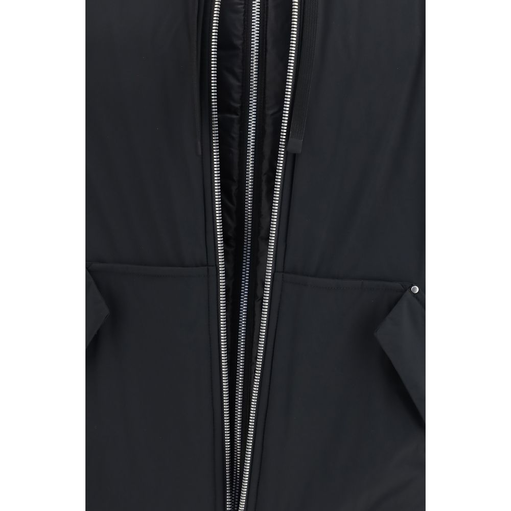 Moose Knuckles Schwarze Nylon-Jacke in voller Länge