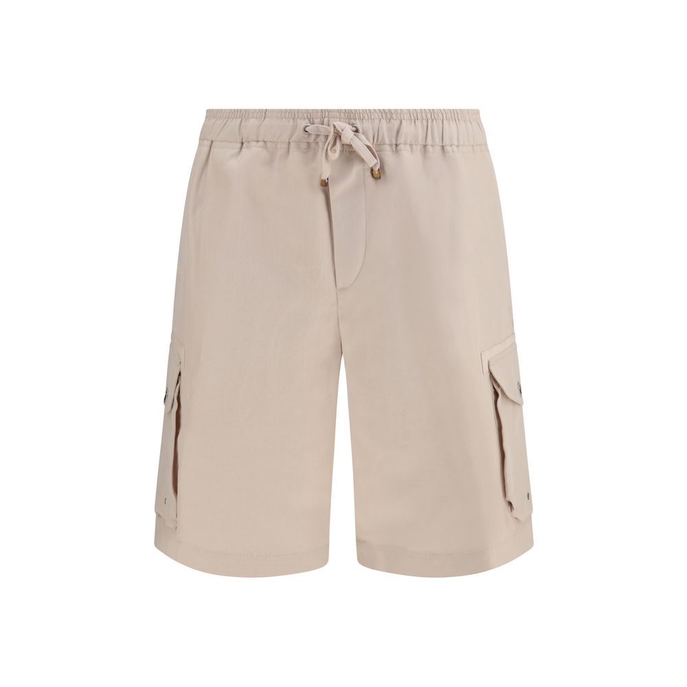 Brunello Cucinelli Beige Leinen Bermuda Shorts