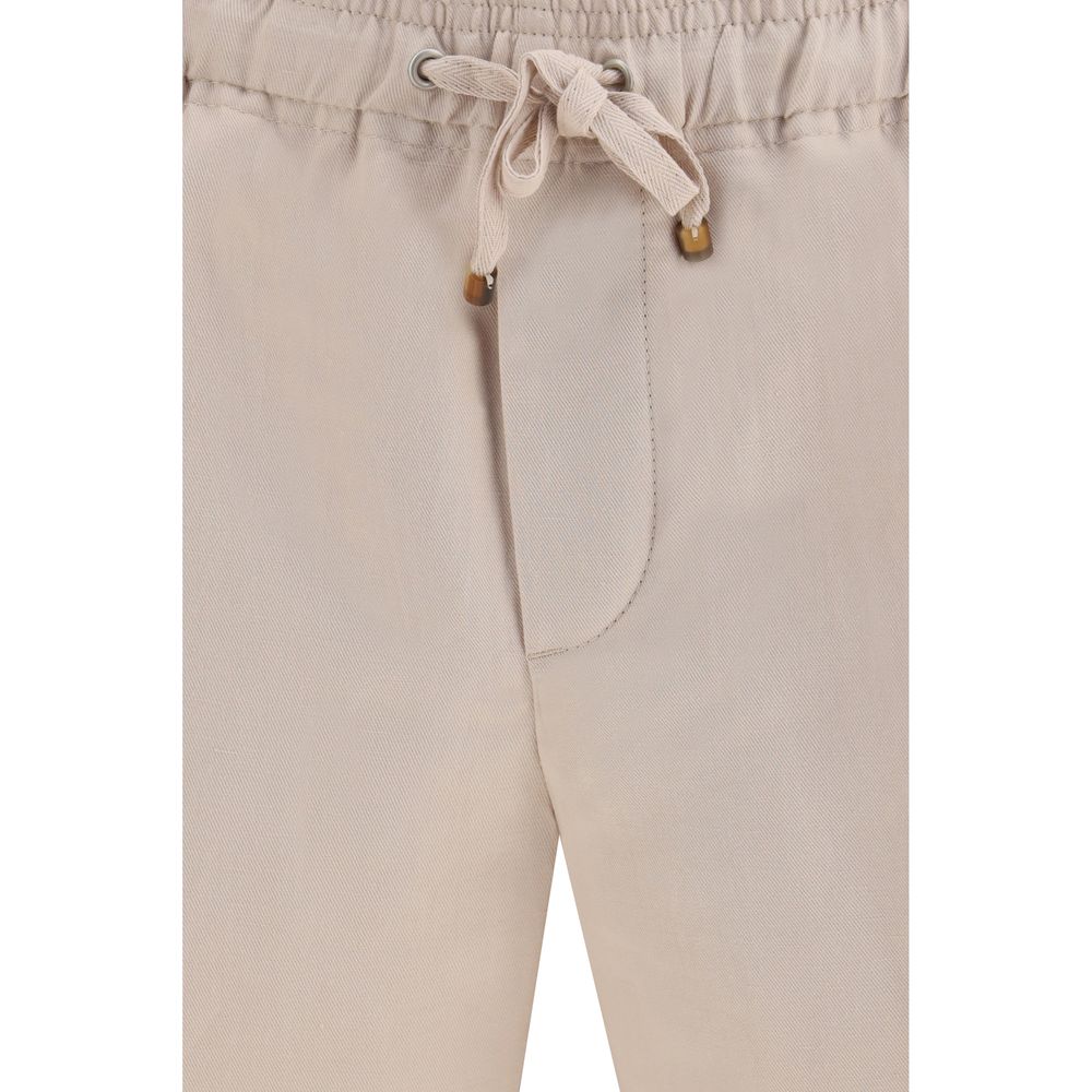 Brunello Cucinelli Beige Leinen Bermuda Shorts