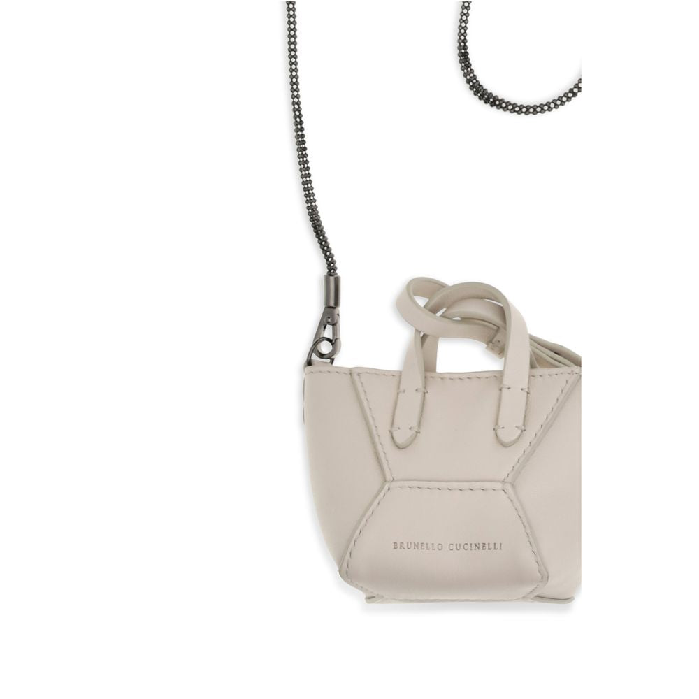 Brunello Cucinelli Beige Kalbsleder Bos Taurus Schultertasche