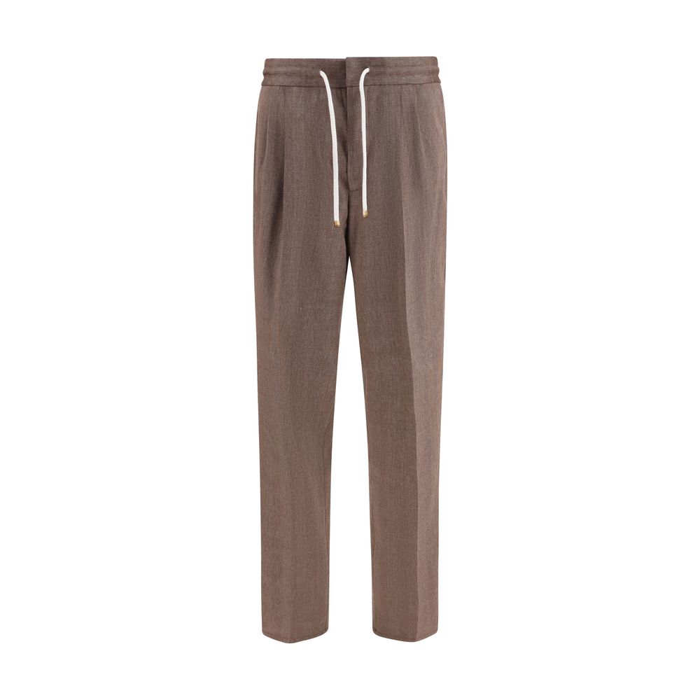Brunello Cucinelli Braune Leinenhose im Casual-Look