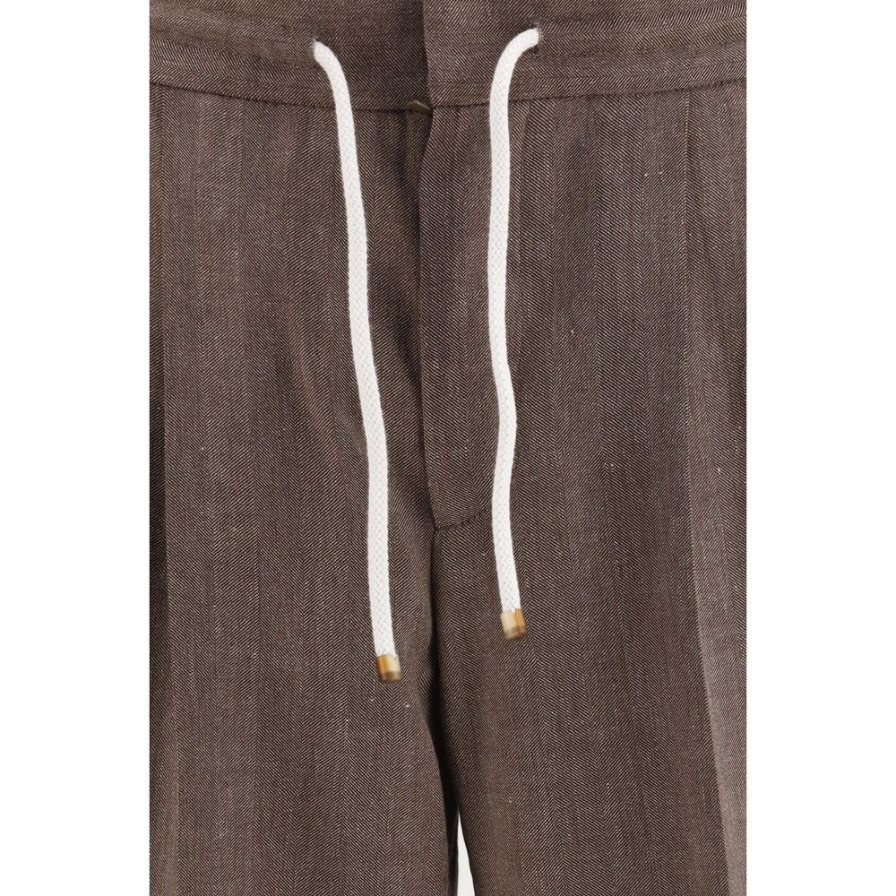 Brunello Cucinelli Braune Leinenhose im Casual-Look