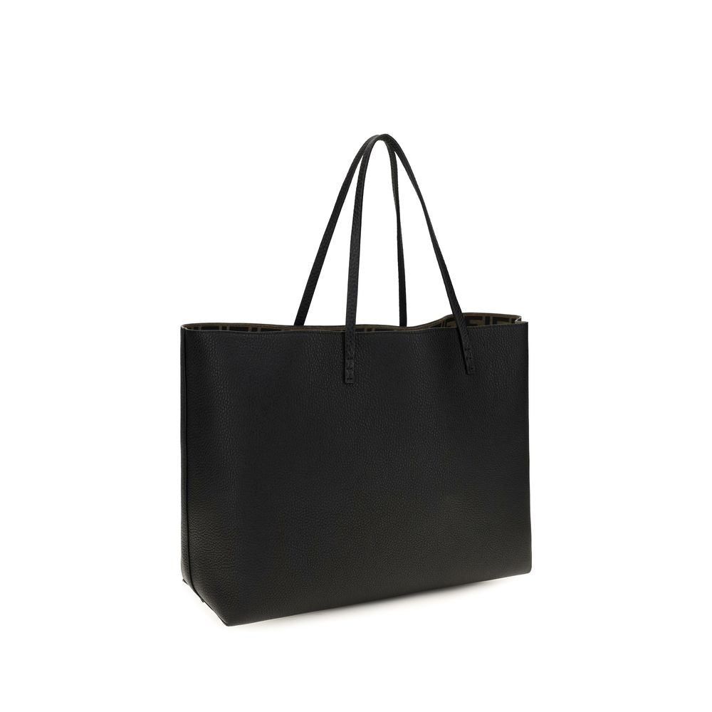 Fendi Schwarze Bos Taurus Kalbsleder Schultertasche