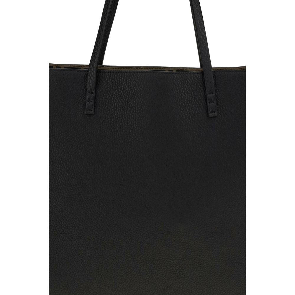 Fendi Schwarze Bos Taurus Kalbsleder Schultertasche