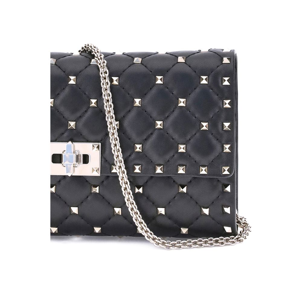 Valentino Garavani Schwarze Bos Taurus Kalbsleder Schultertasche
