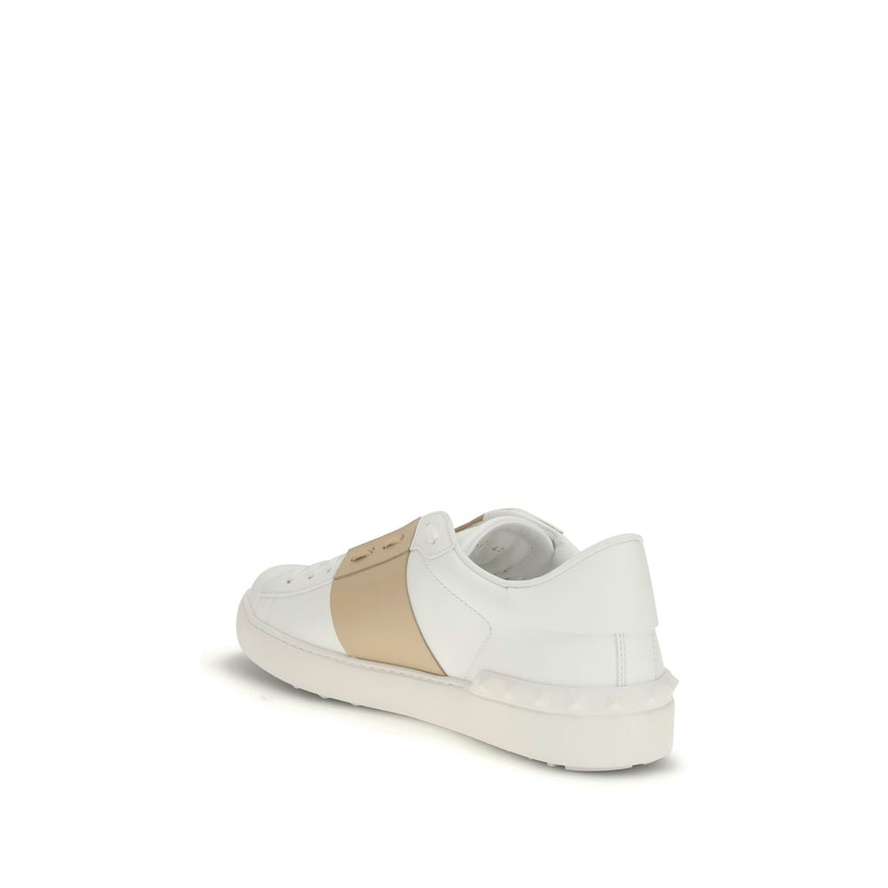 Valentino Garavani Weiße Low-Top-Sneaker aus Kalbsleder Bos Taurus