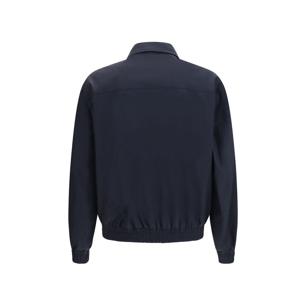 Brunello Cucinelli Blaue Seiden-Bikerjacke