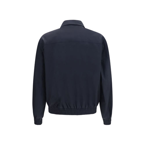 Brunello Cucinelli Blaue Seiden-Bikerjacke
