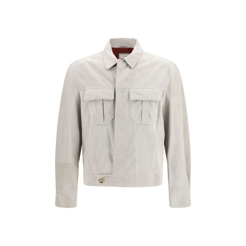 Brunello Cucinelli Beige Leather Jacket