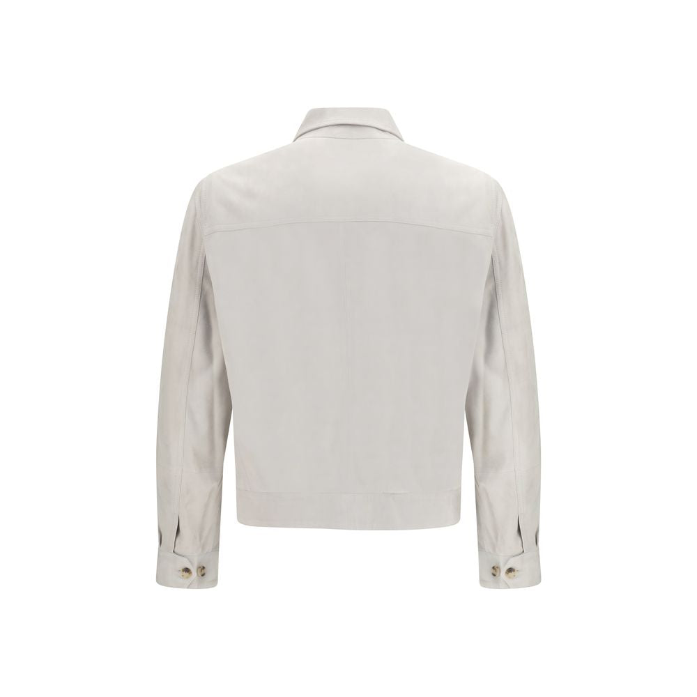 Brunello Cucinelli Beige Leather Jacket