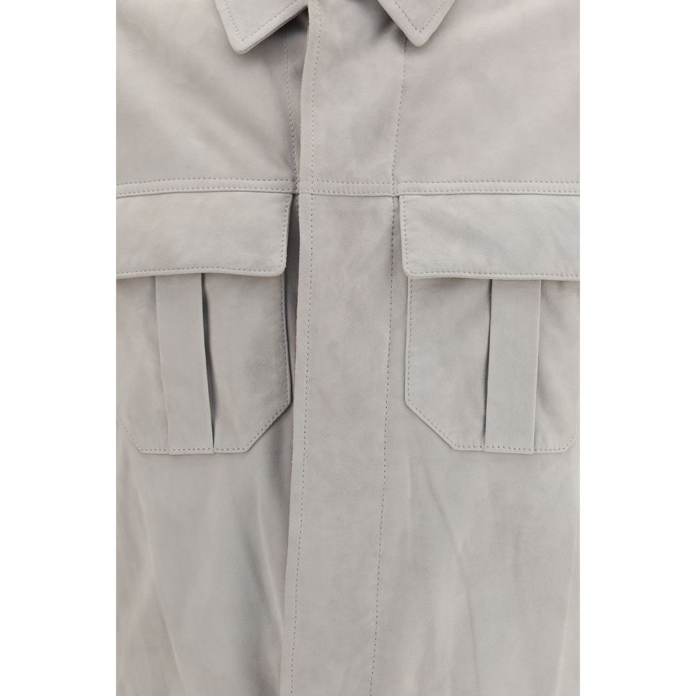 Brunello Cucinelli Beige Leather Jacket