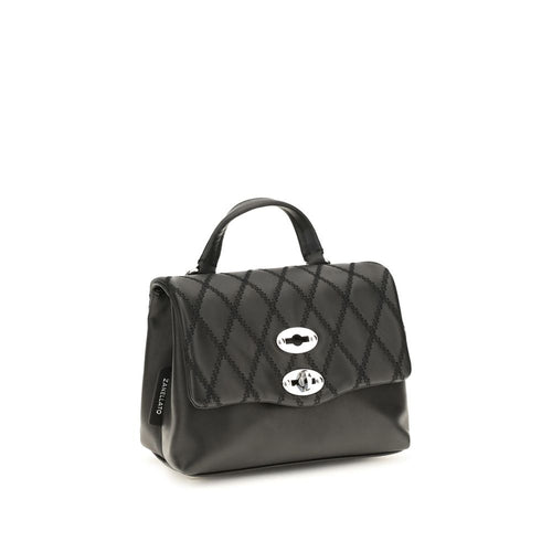 Zanellato Schwarze Bos Taurus Kalbsleder Schultertasche