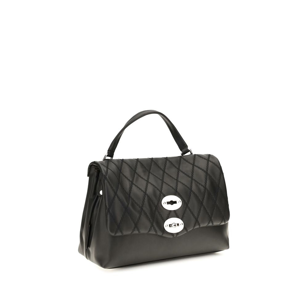 Zanellato Schwarze Bos Taurus Kalbsleder Schultertasche