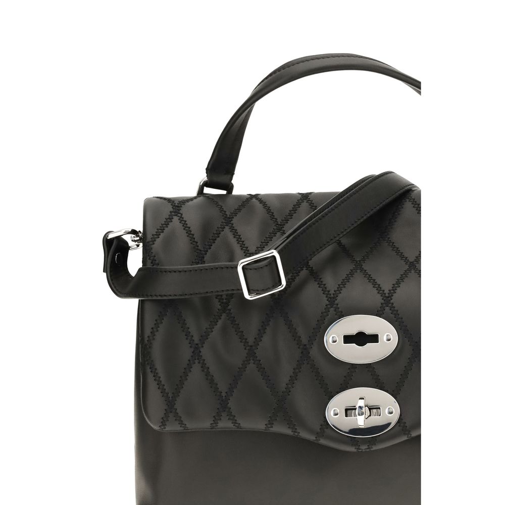 Zanellato Schwarze Bos Taurus Kalbsleder Schultertasche