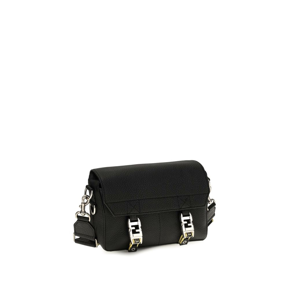 Fendi Schwarze Bos Taurus Kalbsleder Schultertasche