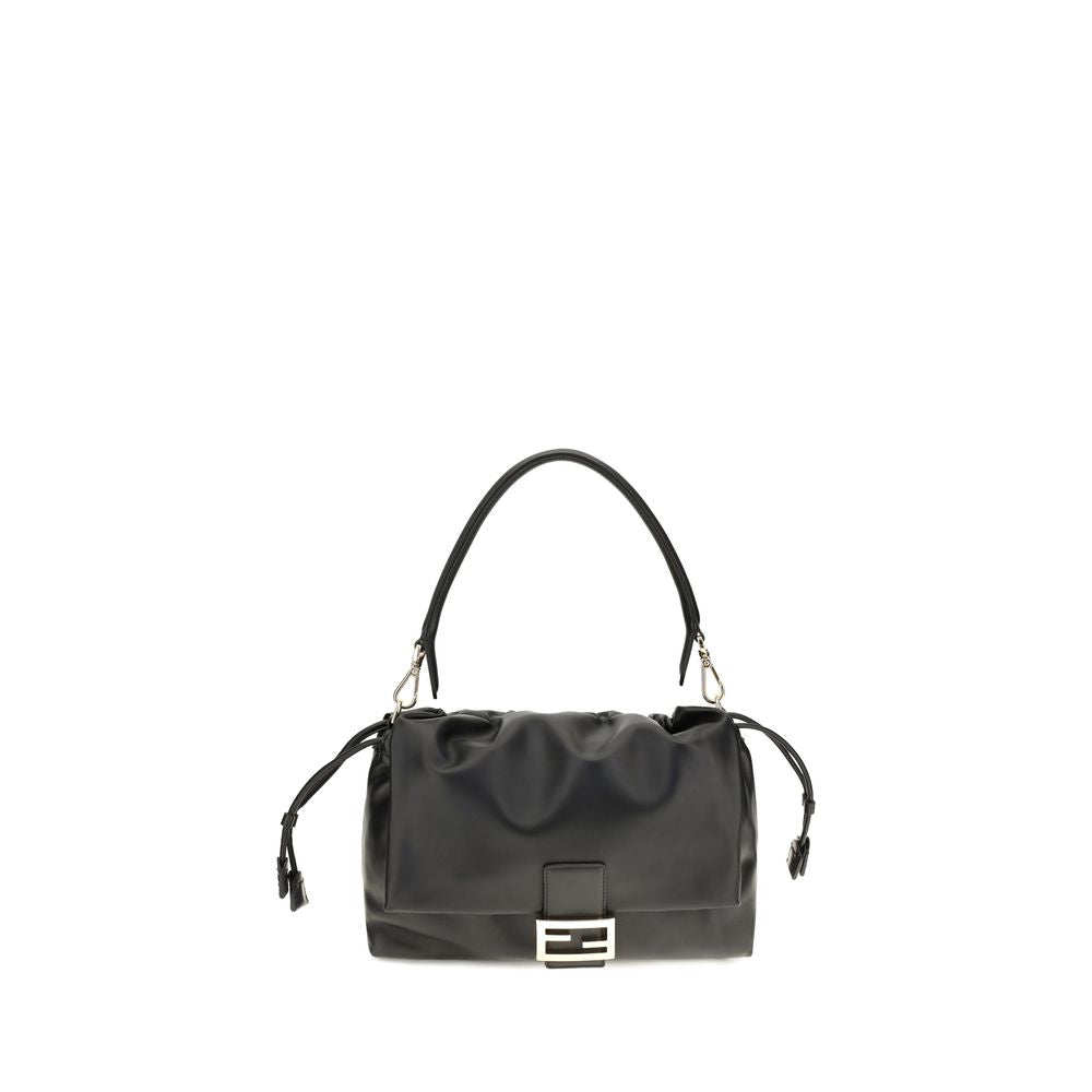 Fendi Schwarze Bos Taurus Kalbsleder Schultertasche